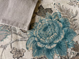 Sale: 24x24 Blue and Grey Floral Pillow Cover - Annabel Bleu