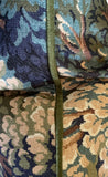 Verdure Tapestry Forest Pillow Cover with Swiss Velvet Piping in Gold or Olive Green - Annabel Bleu