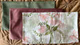 Sale: Set of three 12x21 Green and Pink Pillow Covers