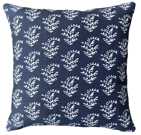 Navy White Block Print Pillow Cover