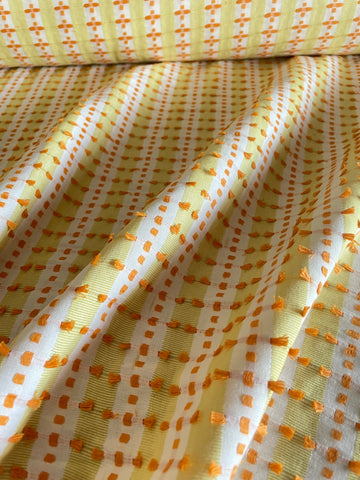 Yellow and White Fabric / Stripe Upholstery / Drapery Fabric / Woven Yellow Fabric / Yellow Orange White Decor Fabric by the yard - Annabel Bleu