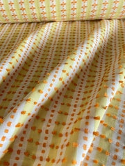 Yellow and White Fabric / Stripe Upholstery / Drapery Fabric / Woven Yellow Fabric / Yellow Orange White Decor Fabric by the yard