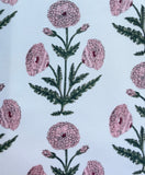 Block Printed Carnations on Heavyweight Cotton / Home Decor and Upholstery Fabric by the Yard - Annabel Bleu