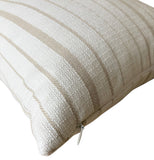 Indoor Outdoor Pillow Cover / Beige White Patio Pillow / Porch Pillow Cover / Outdoor 12x18 18x18 20x20 - Annabel Bleu