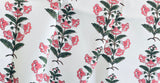 Coral Pink Block Printed Petunias on Heavyweight Cotton / Home Decor and Upholstery Fabric by the Yard