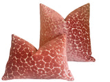 Coral Velvet Leopard Pillow Cover / Cut Velvet Spots Pillow / Hollywood Regency Pillow cover / Beverly Hills Hotel Pillow Cover - Annabel Bleu