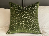 Olive Velvet Leopard Pillow Cover / Dark Green Cut Velvet Spots Pillow / Hollywood Regency Pillow cover / Beverly Hills Hotel Pillow Cover - Annabel Bleu
