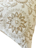 Indoor Outdoor Pillow Cover / Beige White Patio Pillow / Porch Pillow Cover / Outdoor 12x18 18x18 20x20 - Annabel Bleu