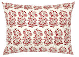 Sorbet: Coral Pink and Orange Block Printed Floral Canvas Pillow Cover: Available in 10 Sizes