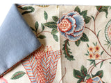 Sale: 20x20 Peach, Pink, and Light Blue Floral Pillow Cover - Annabel Bleu