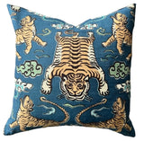 Jaipur Blue Tiger Pillow Cover: Available in 10 Sizes - Annabel Bleu