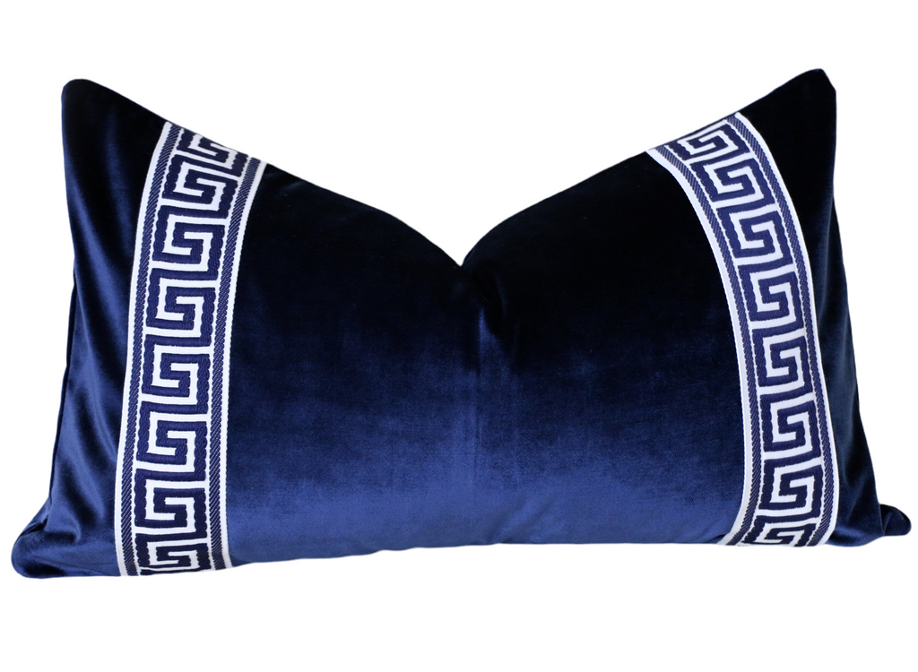 Greek key trim pillow clearance