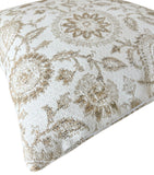 Indoor Outdoor Pillow Cover / Beige White Patio Pillow / Porch Pillow Cover / Outdoor 12x18 18x18 20x20 - Annabel Bleu