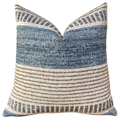 Outdoor Blue or Caramel Boho Striped Pillow Cover / Modern Outdoor Pillow Cover / 18x18 20x20 or 8 Additional Sizes