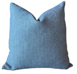 Blue Grey Solid Woven Pillow / Chenille Decorative Throw Pillow Cover / Denim Blue Heavy Woven Textured Pillow Cover - Annabel Bleu