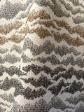 Sierra: Charcoal and Beige Jacquard Woven Outdoor Upholstery Fabric by the Yard / Mid Century Modern Fabric