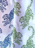 Chinoiserie Green or Blue Tigers on White Background Decorative Pillow Covers - Annabel Bleu