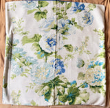 Sale: 24x24 Blue Hollyhocks Pillow Cover - Annabel Bleu