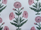 Block Printed Carnations on Heavyweight Cotton / Home Decor and Upholstery Fabric by the Yard - Annabel Bleu