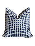 Sale: Pink, White, and Indigo Linen Block Print Pillow Cover