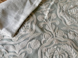 Sale: 24x24 Light Aqua Blue and White Embroidered Pillow Cover - Annabel Bleu