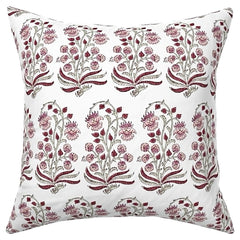 Shelly: Pale Pink and Celadon Block Printed Floral Canvas Pillow Cover: Available in 10 Sizes