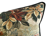 Verdure en Rose: Woven Tapestry Forest Pillow Cover with Optional Swiss Velvet Piping