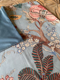 Sale: 24x24 Jacobean Floral Pillow Cover - Annabel Bleu