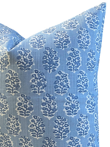 Florentia: Azure Bleu Mix and Match Decorative Pillow Covers / Light Blue Pillow Cover / Block Printed Pillow available in 10 sizes