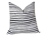 Drawn Stripe Pillow Cover / Black Ivory Stripe Pillow Cover / Black White 14x36 12x21 16x16 18x18 20x20 22x22 24x24 26x26 Zipper Pillow Case