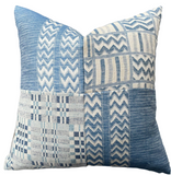 Schumacher Blue & Beige Quilted Pillow Cover