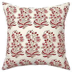 Sorbet: Coral Pink and Orange Block Printed Floral Canvas Pillow Cover: Available in 10 Sizes