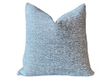 Blue and White Woven Pillow / Chenille Decorative Throw Pillow Cover / Denim Blue Heavy Woven Textured Pillow Cover - Annabel Bleu