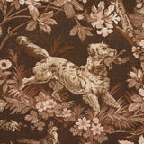 Schumacher Hound Meadow Fabric by the yard: Sepia Brown Hunting Toile