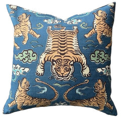 Jaipur Blue Tiger Pillow Cover: Available in 10 Sizes / Backordered until November 2026