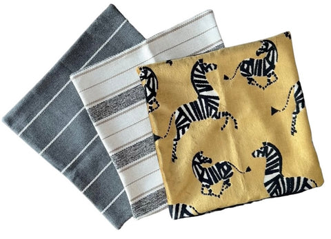 Sale: 18x18 Grey Woven Stripe Pillow Cover - Annabel Bleu