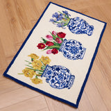 Chinoiserie Floral Wool Hooked Rug 2x3 feet