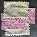Sale: 16x24” Vintage Yellow or Pink Pillow Cover - Annabel Bleu