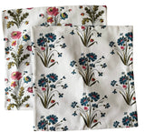 Sale: Set of Two Pillow Covers, Blue and Pink Vintage Florals - Annabel Bleu