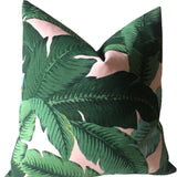 Sale: 16x16 Outdoor Pillow Cover / Wholesale Decorative Pillow Cover / Outdoor Pink Banana Leaves