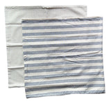 Sale: 22x22 Blue & Cream Pillow Covers / Triple Washed Cotton - Annabel Bleu
