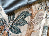 Sale: 26x26 Jacobean Blue and Ivory Floral Pillow Cover - Annabel Bleu