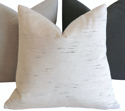 Sale: Sunbrella 16x16 Pillow Cover White with black Slub Striation