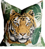 Tiger in the Palms Pillow Cover: Available in 10 Sizes - Annabel Bleu