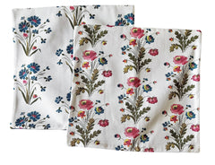Sale: Set of Two Pillow Covers, Blue and Pink Vintage Florals