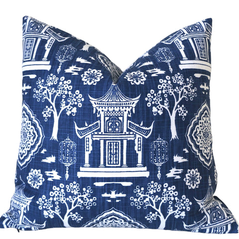 Blue and white chinoiserie pillows sale