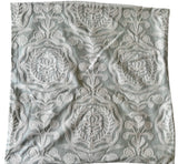 Sale: 24x24 Light Aqua Blue and White Embroidered Pillow Cover - Annabel Bleu