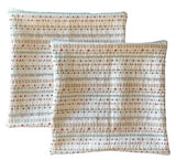 Sale: 16x16 Wool Orange Grey Cream Woven Stripe Pillow Cover - Annabel Bleu
