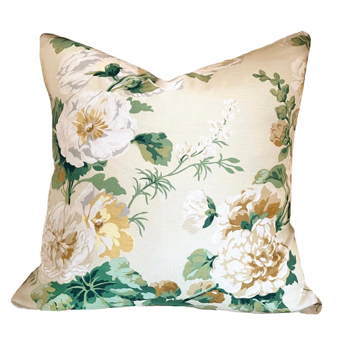 Camilla Pillow Cover in Yellow & Green / English Floral Pillow / Available in 10 Sizes