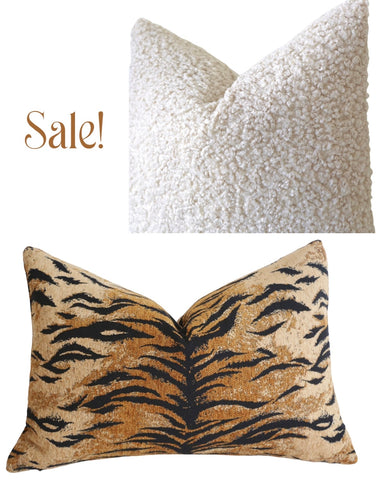 Sale: Poodle Sherpa or Chenille Tiger Lumbar Pillow Cover